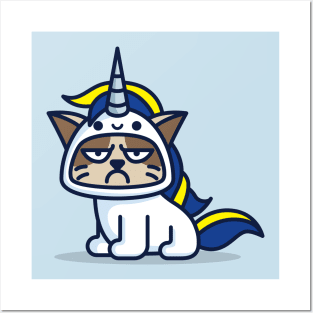 Grumpy Unicorn Cat Posters and Art